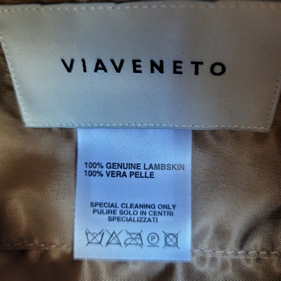 VIAVENETO Delilah Curly Lambskin Shearling Large Pouch/Wristlet- Camel color - Picture 14 of 16